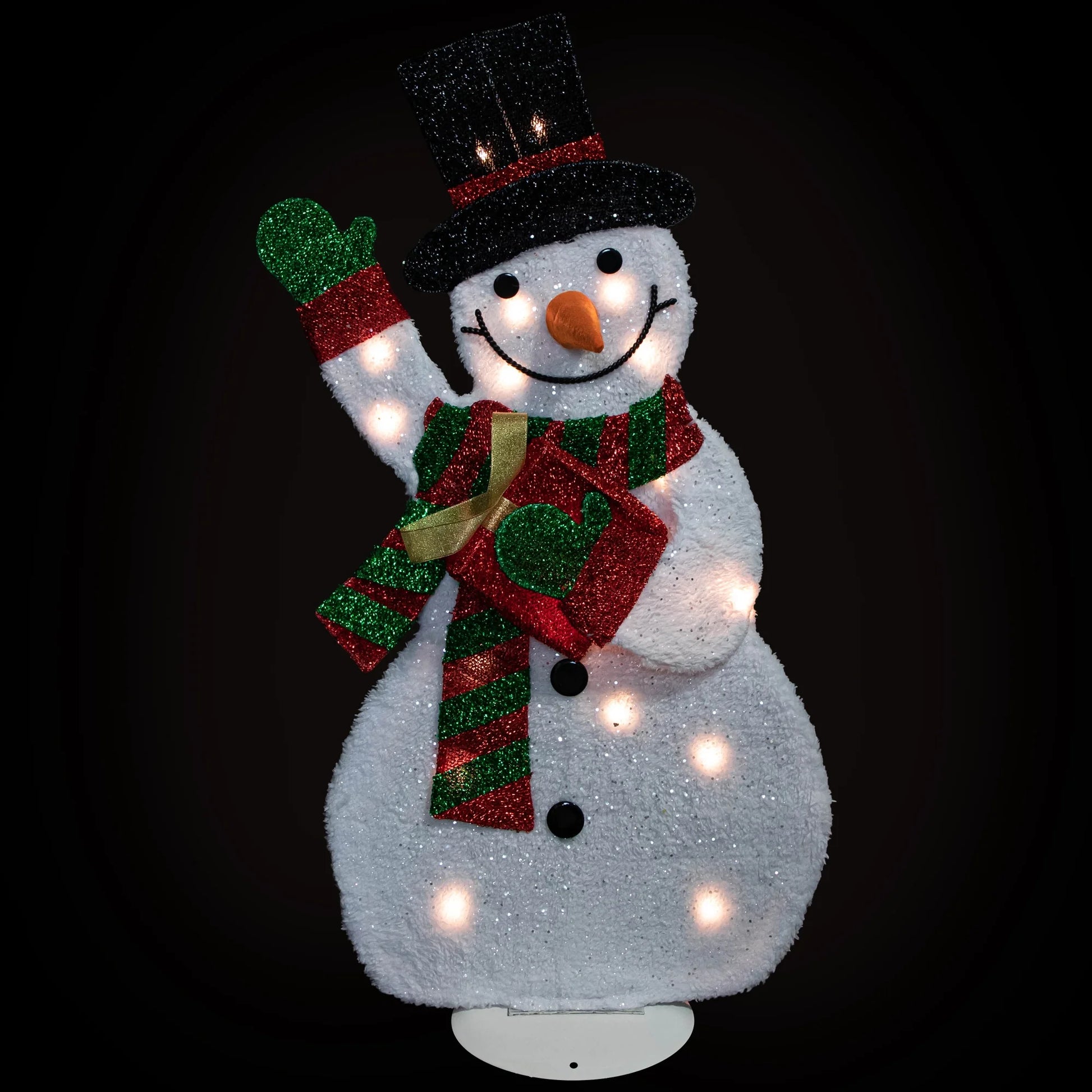 Lighted Waving Snowman Outdoor Christmas Decoration - 32" - Clear Lights