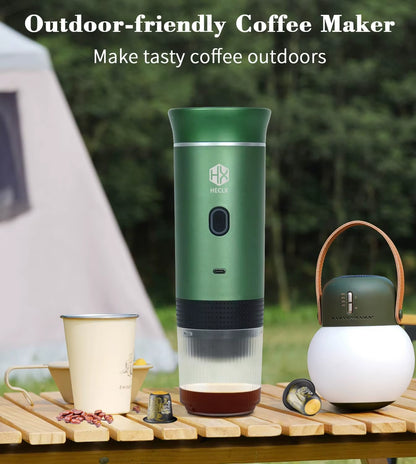 Portable Electric Espresso Machine, Travel Coffee Maker for Camping, Car Coffee Maker Self-Heating, Compatible with Ground Coffe