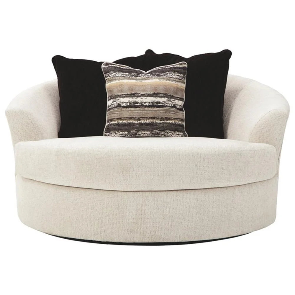 Cambri Fabric Solid Print Swivel Armchair, Off-White