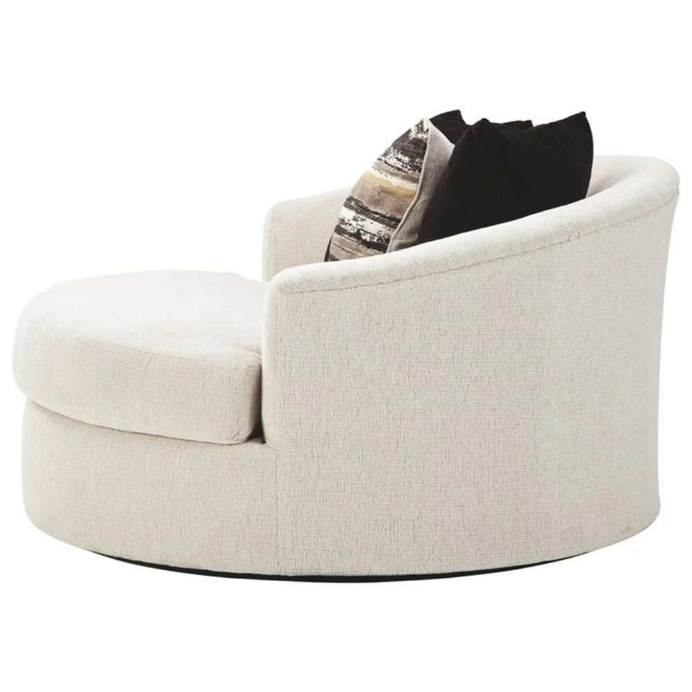 Cambri Fabric Solid Print Swivel Armchair, Off-White