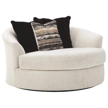 Cambri Fabric Solid Print Swivel Armchair, Off-White