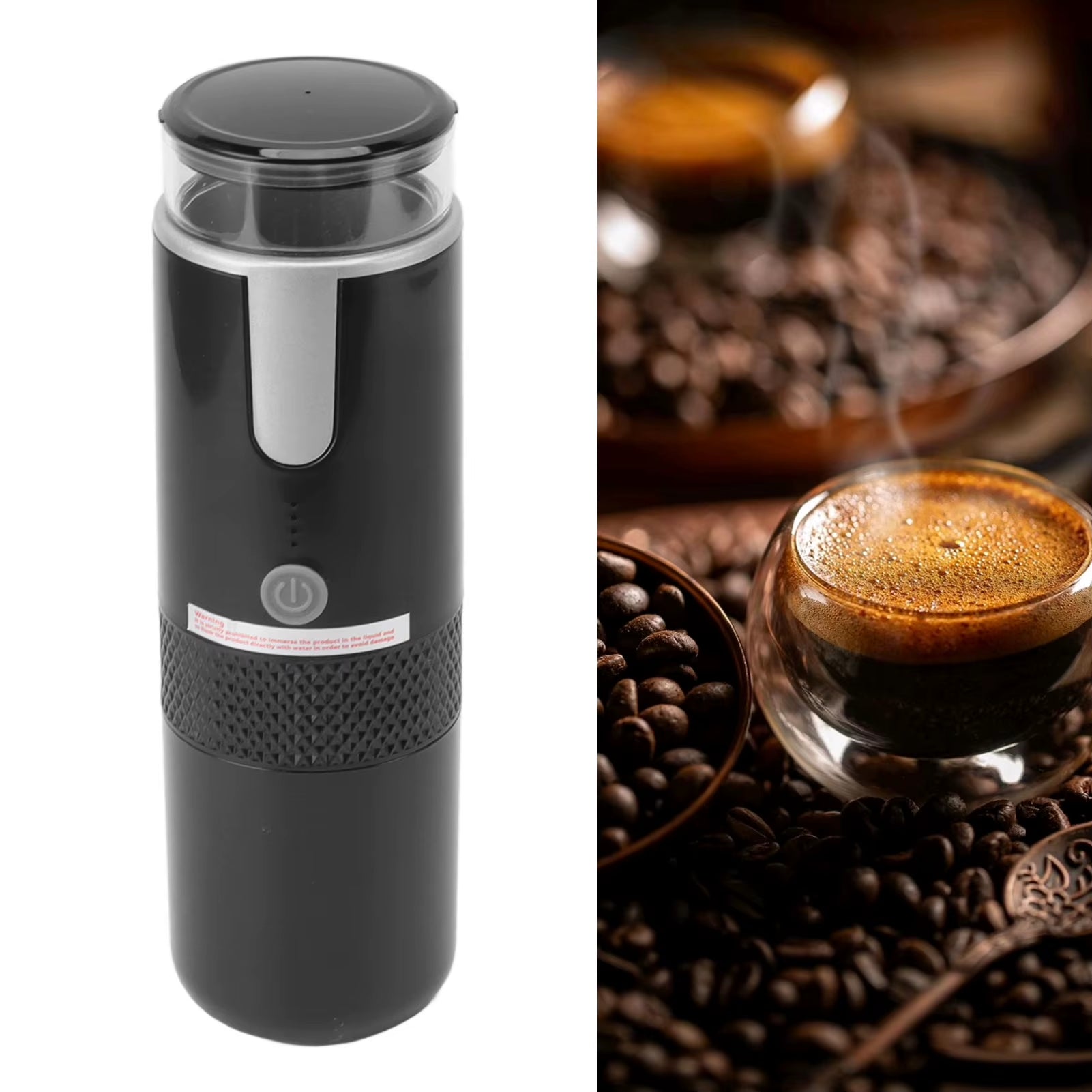 Handheld Coffee Machine, Portable Manual Coffee Maker, K-Cup Capsules Compatible, Rechargeable for Travel, Camping