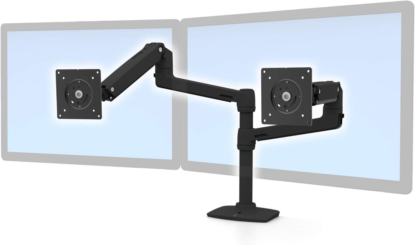 – LX Vertical Stacking Dual Monitor Arm, VESA Desk Mount – for 2 Monitors up to 24 Inches, 7 to 20 Lbs Each – Matte Black